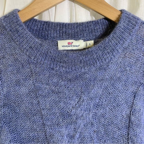 Vineyard Vines Alpaca Merino Wool Blend Lavender Blue Cable Knit Sweater Size S - Picture 2 of 9